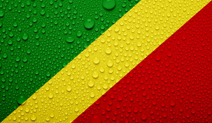 Republic of the Congo flag on water texture. 3D image