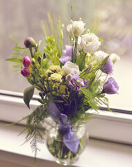 flowers, bouquet, vase, lilac, purple