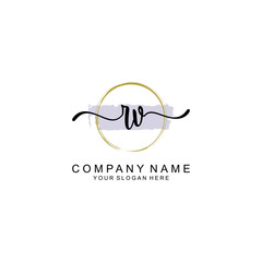 RV Initial handwriting logo with circle hand drawn template vector