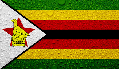 Zimbabwe flag on water texture. 3D image