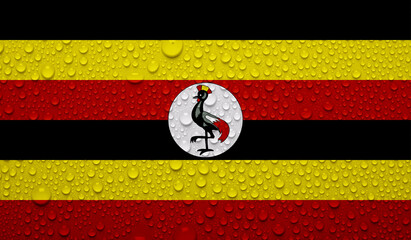 Fototapeta premium Uganda flag on water texture. 3D image