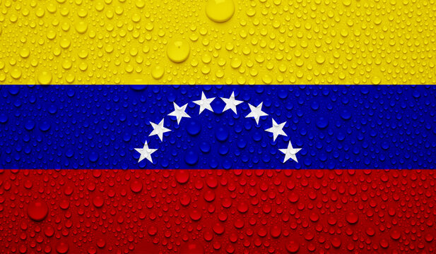 Venezuela flag on water texture. 3D image