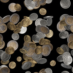 polish coins currency seamless isolated on black background
