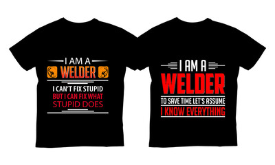 Fototapeta premium Welder T-Shirt Custom Design For Print On Demand Business
