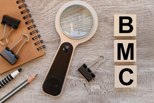 bmc concept on wooden cubes. Business concept