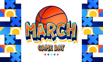 Game Day basketball tournament in March. Basketball playoff. Played each spring in the United States. Sport poster. Vector illustration EPS 10.