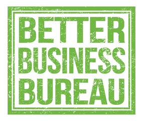 BETTER BUSINESS BUREAU, text on green grungy stamp sign