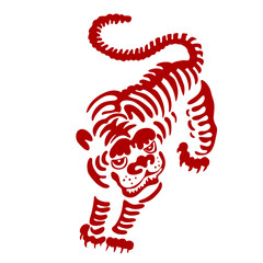 Vector illustration of the red tiger. 2022 Chinese New Year of the tiger.