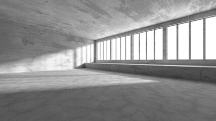 Dark Concrete Wall Architecture. Empty Room