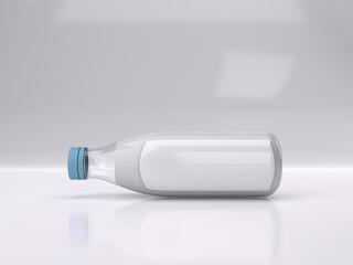 3d render milk bottle mockup template photos with white background side view