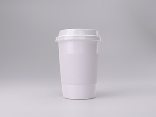 3d render white plastic coffee cup mockup template photos with white background front view