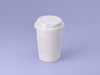 3d render white plastic coffee cup mockup template photos with violet background