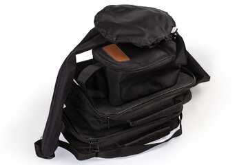 Black textile soft cases in form of bags different shape