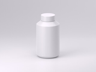 3d render empty white supplement bottle mockup template photo in white background front view