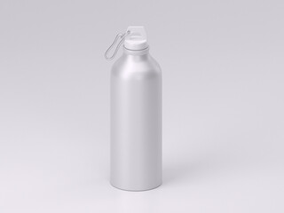 3d render empty white metal bottle mockup template photo in white background top view