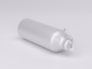 3d render empty white metal bottle mockup template photo in white background bottom view 