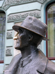 sculpture of Julian Tuwim on Piotrkowska street, Lodz - May, 2004, Poland