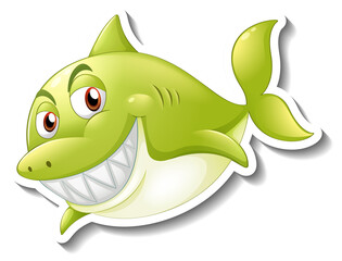 Smiling shark cartoon sticker