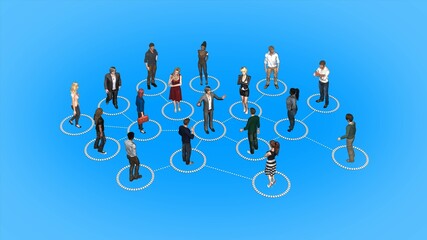 Network connected business persons - team management and community concept - 3D illustration