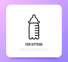Baby bottle thin line icon. Modern vector illustration of newborn care equipment.