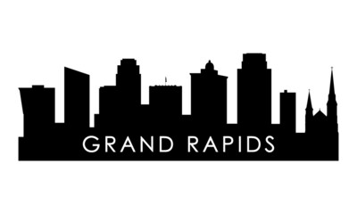 Grand Rapids skyline silhouette. Black Grand Rapids city design isolated on white background.
