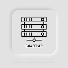 Data server thin line icon. Modern vector illustration.