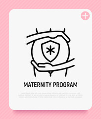 Maternity program, pregnancy insurance thin line icon. Modern vector illustration.