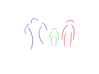 happy family vector art drawing