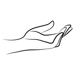 Women hand simple outline minimalistic linear gesture style. Vector Illustration of female hands for create logos, prints and other designs on white background
