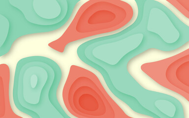 Multi layer cutout paper design style bright green orange and yellow gradient abstract vector background. 3d papercut background for presentation, cover, banner, website template. 