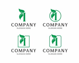 Letter I with leaf logo design