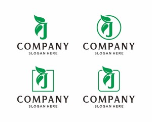Letter J with leaf logo design