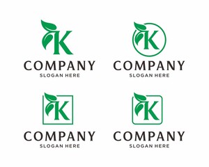 Letter K with leaf logo design