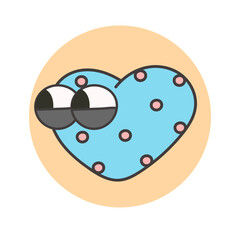 cute pink heart of polka dot witn eye. heart character sticker