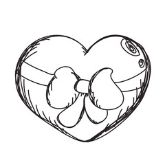 cute sketch heart with a bow