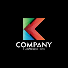 Arrow letter K logo with symmetrical design and modern logo