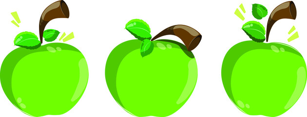 Ripe green cartoon apples