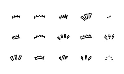 creative illustration of various comic ornaments. object element in a simple hand drawn drawing. cute decoration in vector graphics for any design use.