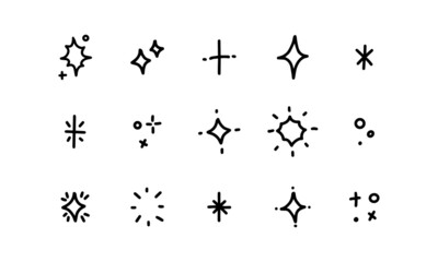 doodle star illustration. simple hand drawn drawing of the stars in cute line style. star illustrations set in vector graphic for design element decoration.