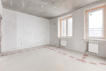 interior of the apartment without decoration in gray colors