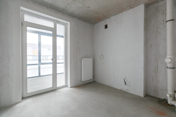 interior of the apartment without decoration in gray colors