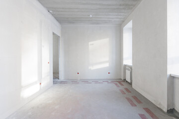 interior of the apartment without decoration in gray colors