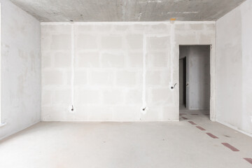 interior of the apartment without decoration in gray colors