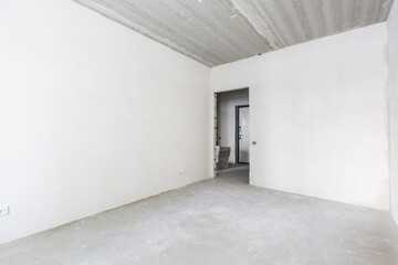 interior of the apartment without decoration in gray colors