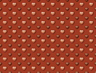 Sweet banner for Valentines Day, delicious background pattern from chocolate hearts, vector illustration 10eps