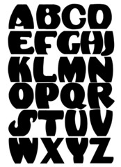 English alphabet in black. Poster in the nursery. Typography.
