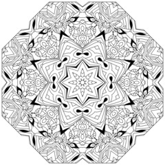 Hand drawn zentangle circular ornament for coloring page.