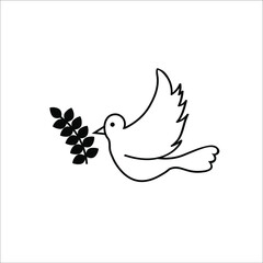 Dove flying with olive branch icon vector