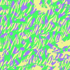 Fototapeta premium Abstract Hand Drawing Camouflage Zebra Stripes and Geometric Brush Strokes Seamless Vector Pattern Isolated Background