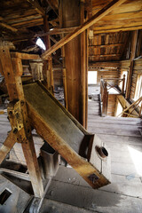 The interior of an old abandoned mill. The picture was taken in the village of Pervokrasnoe, in the Orenburg region